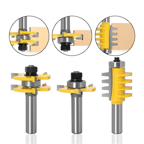 Drillpro 3pcs 1 2 Inch 12mm Shank Three Teeth Grooving Router Bit