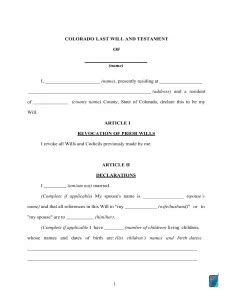 Fillable Colorado Last Will And Testament Form Free FormsPal