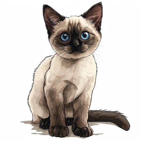 Gato siamés en dibujos animados ilustración vectorial del gato siamés