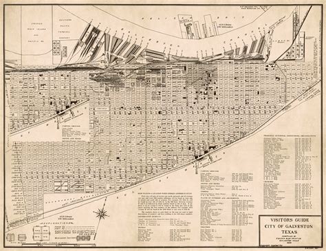 Galveston Map Historical Map of Galveston With a Wonderful | Etsy