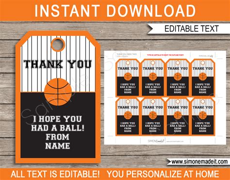 Basketball Name Tags Template