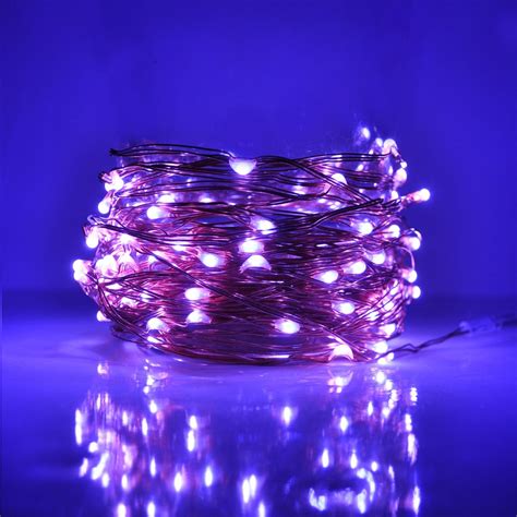 33 Foot - Plug in LED Fairy Lights- 100 Purple Micro LED Lights on Copper Wire - Hometown ...