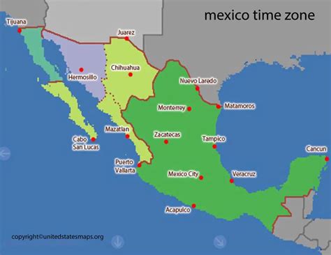 Mexico Time Zone Map Printable Map Of Mexico Time Zones