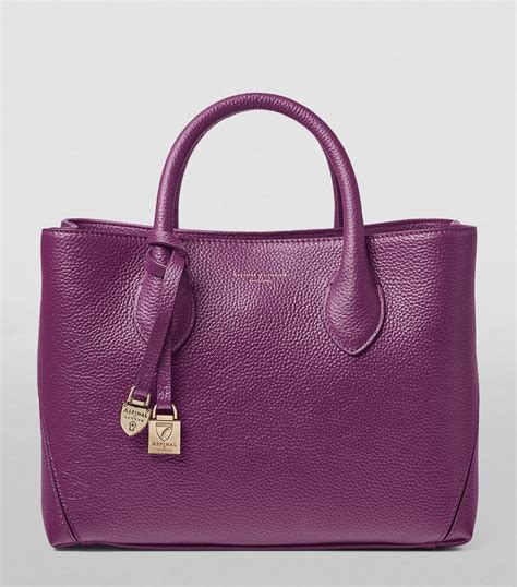 Aspinal Of London Purple Midi Leather London Tote Bag Harrods Uk