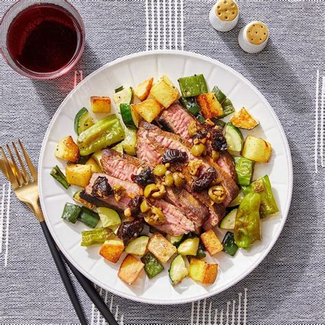 Ras El Hanout Steak With Roasted Vegetables Crispy Saffron Potatoes