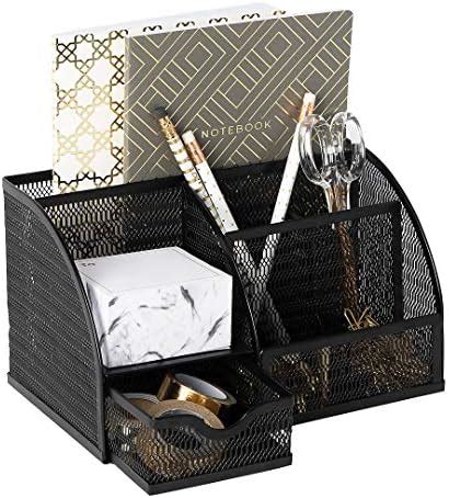 Blu Monaco Black Mesh Metal Desk Organizers And Accessories For Office