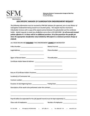 Waiver Of Subrogation - Fill Online, Printable, Fillable, Blank | pdfFiller