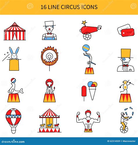 Circus Line Icons Set Stock Vector Illustration Of Line 62314559