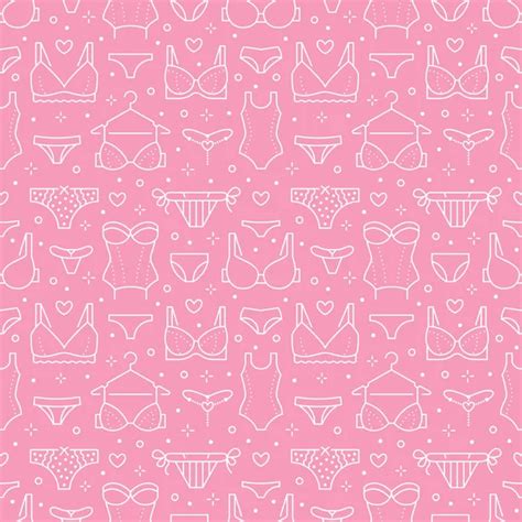 Lingerie Seamless Pattern Flat Line Icons Bra Types Woman Underwear Stock Vector By Nadiinko