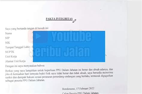 Ppg Daljab Ketentuan Nomor Dan Tanggal Pakta Integritas