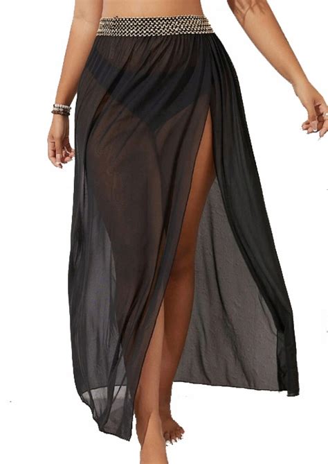 Pareo Czarne Zwiewna Spódnica Plażowa Na Plażę Do Bikini Stroju Kąpielowego Cena Opinie