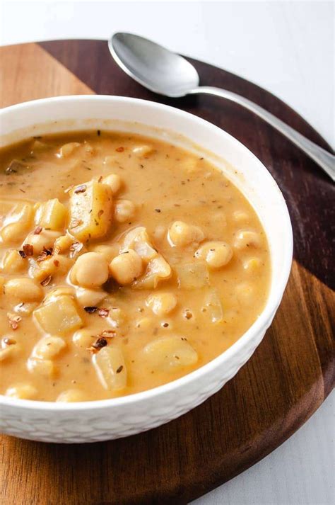 One Pot Vegan Italian Creamy Chickpea Potato Soup No Salt No Oil