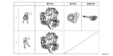 06350 TGG C21 Genuine Honda Cylinder Set Key