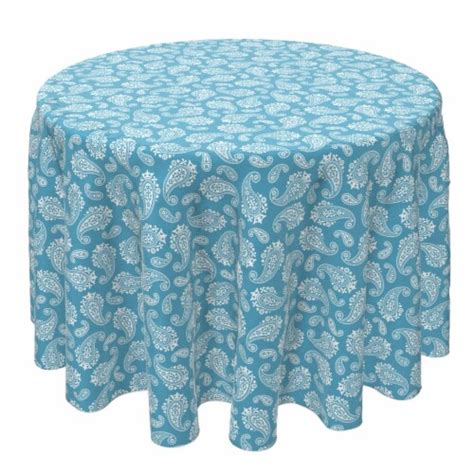 Round Tablecloth, 100% Cotton, 60 Round , Simple Paisley Blue, 60 Round - Fry’s Food Stores