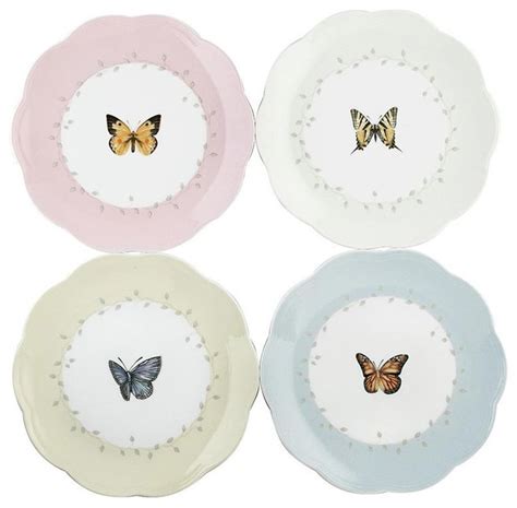 Lenox Butterfly Meadow Porcelain Dessert Plates Set Of 4 Farmhouse