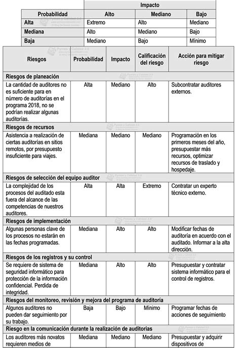 Ejemplo Plan De Auditoria Iso 9001 Nuevo Ejemplo