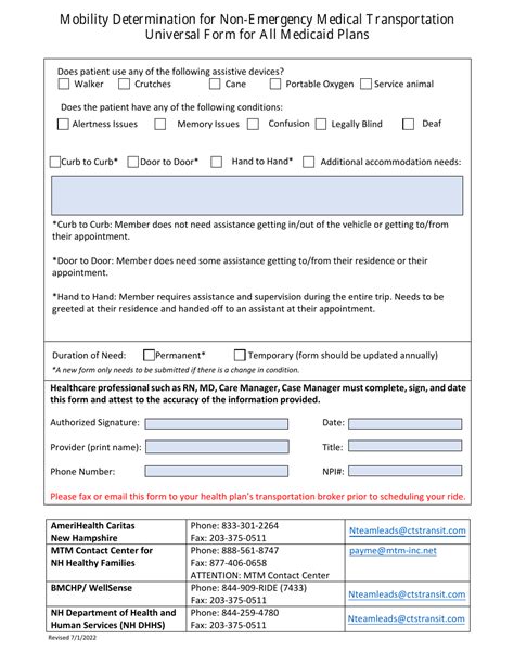 New Hampshire Mobility Determination For Non Emergency Medical