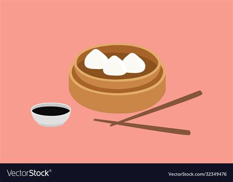 Dim Sum With Chopsticks And Sauce Royalty Free Vector Image