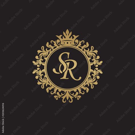 initial letter sr overlapping monogram logo decorative ornament badge