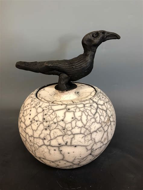 Naked Raku Bird Pot By Jeffrey Perkins Art One Gallery Inc