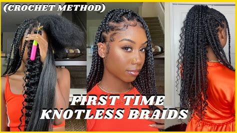 First Time Doing Knotless Goddess Braids On Myself Using Crochet