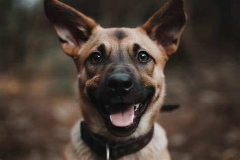 Vista Frontal Del Adorable Cachorro De Raza Mixta Con La Boca Abierta