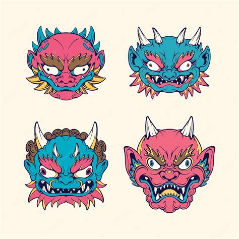 Premium Vector Japanese Demon Mask Vector Art