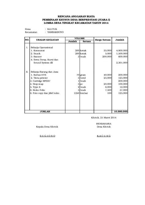 File Rab Rencana Anggaran Biaya Id 20173 Form Rab