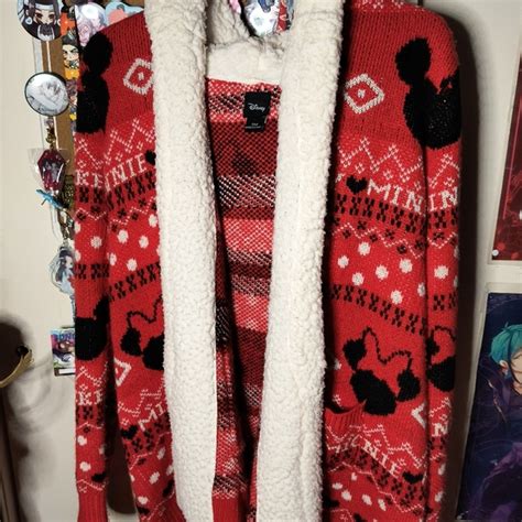 Hot Topic Sweaters Hot Topic Disney Mickey Mouse And Minnie Mouse Sherpa Girls Open Cardigan