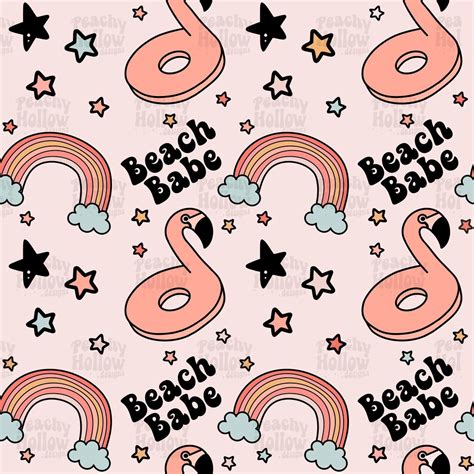 Summer Beach Babe Seamless Pattern Repeating Flamingo Patterns For Fabric Sublimation Seamless