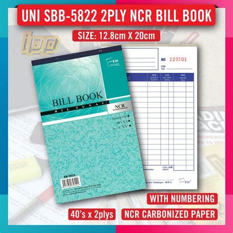 Uni Cash Bill Book NCR 2Ply 5 X8 Buku Bil Tunai 40 S X 2plys NCR