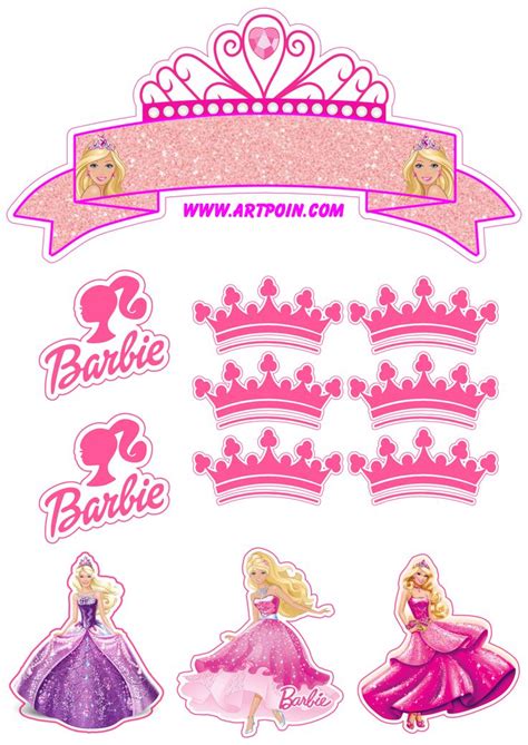 Barbie topo de bolo para decoração de festas png Pink cake toppers