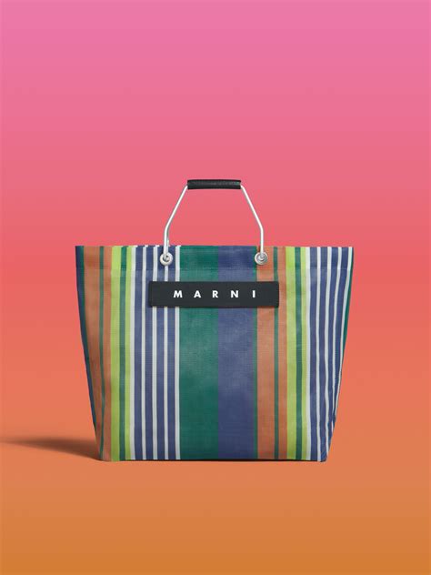 グリーンブルー MARNI MARKET STRIPE BAG Marni