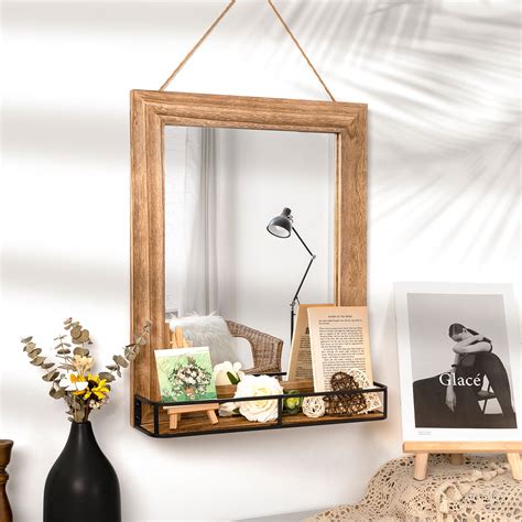 Emfogo Wall Mirror With Shelf 20 X 16 Inch Wall Mirror Hanging For