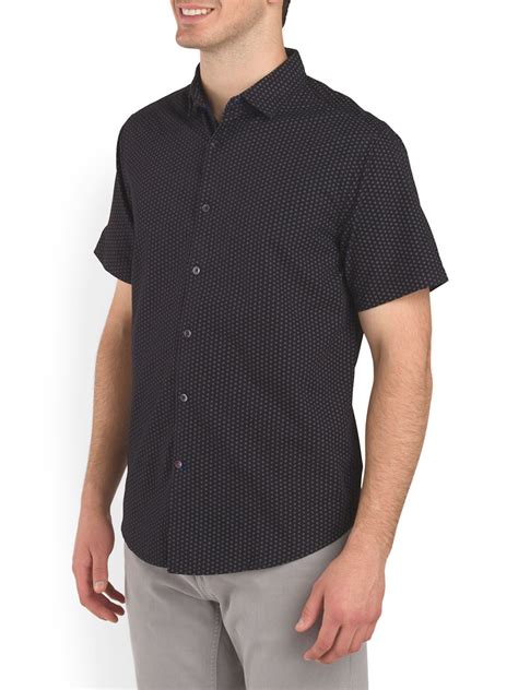 Black Grey Circles Woven Shirt Button Downs Tjmaxx Woven Shirt