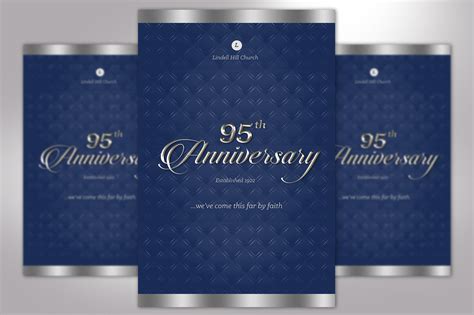 Silver Blue Church Anniversary Program One Sheet Word Etsy