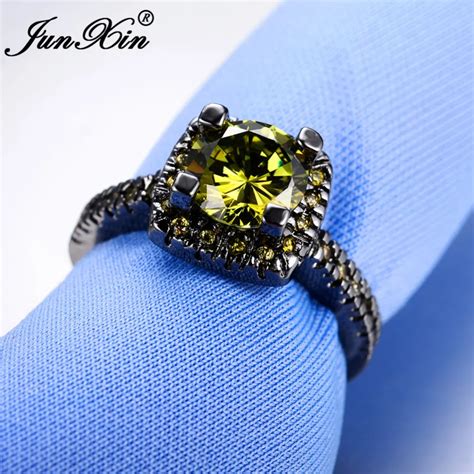 Buy Junxin Male Female Big Peridot Round Ring Fashion