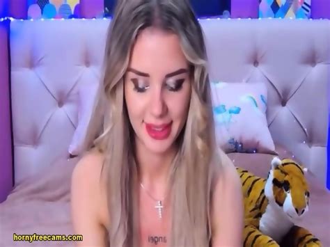 Blonde Babe Showing Caressing Herself