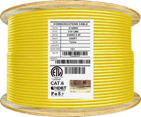 Amazon Elite Cat6A Shielded Riser CMR 1000ft FTP 23AWG Solid