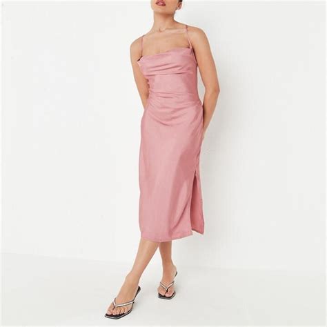 Missguided Petite Cowl Neck Cami Satin Midi Dress Shopstyle