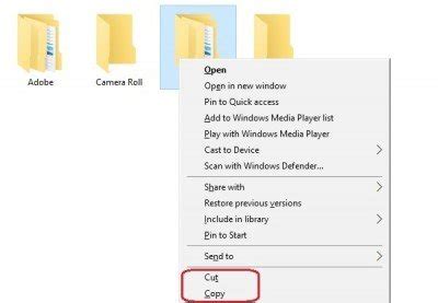 Cómo cortar o copiar y pegar usando el teclado o el mouse en Windows 11 10