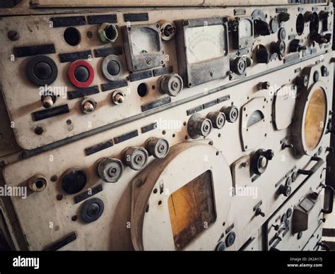 Vintage Switch Control Panel With Many Buttons Stock Photo Alamy