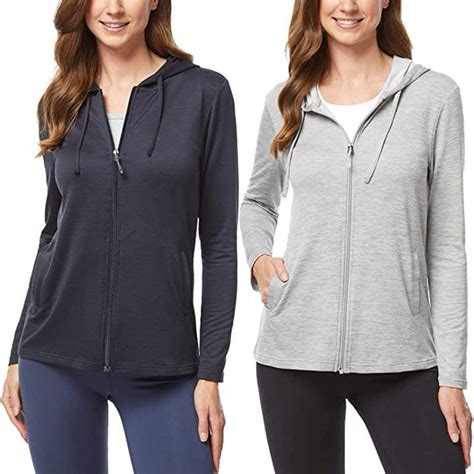 32 Degrees 32 Degrees Ladies Upf 40 Lightweight Hoody 2 Pack Blackgrey Large New