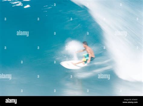 Surfing At Backdoor Pipeline North Shore Oahu Hawaii Stock Photo Alamy