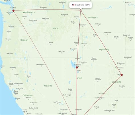 All Flight Routes From Phoenix To Great Falls Phx To Gtf Flight Routes