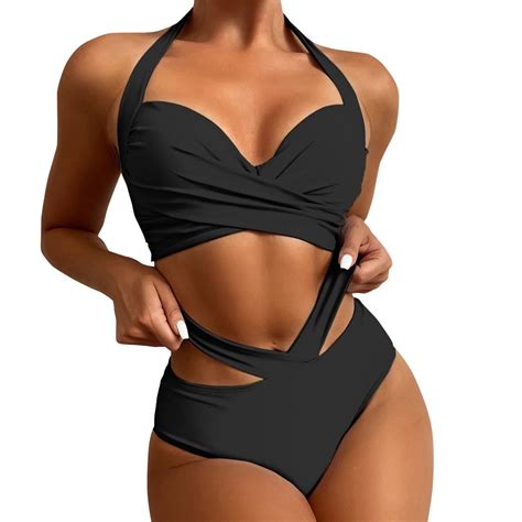 QUYUON Bathing Suit For Women Bikini Two Piece Lace Up Swinsuit Beach