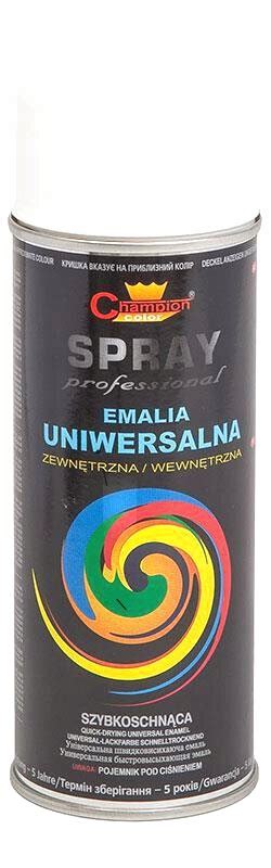 Farba akrylowa spray uniwersalny CHAMPION RAL 9003 Biały MAT 400ml