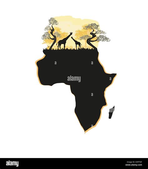 African Safari Map Silhouette Stock Vector Image And Art Alamy