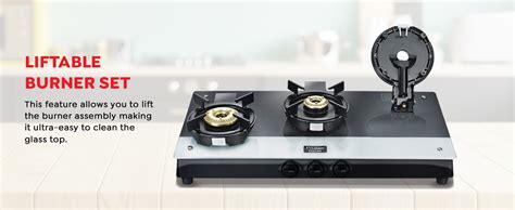 Prestige Svachh Duo Gtsd 03 Toughened Glass With Liftable 3 Burners Gas