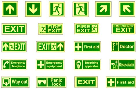 Fire Exit Signages Mandatory Safety Nitglow And Many Types Of